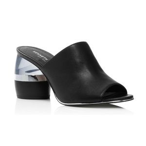 Kenneth Cole Louise Lucite Heel Black Mule Sandals